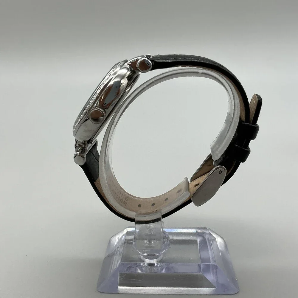 Kenneth Cole Womens Watch 35mm Silver Tone Diamond Black KC2898 New Battery